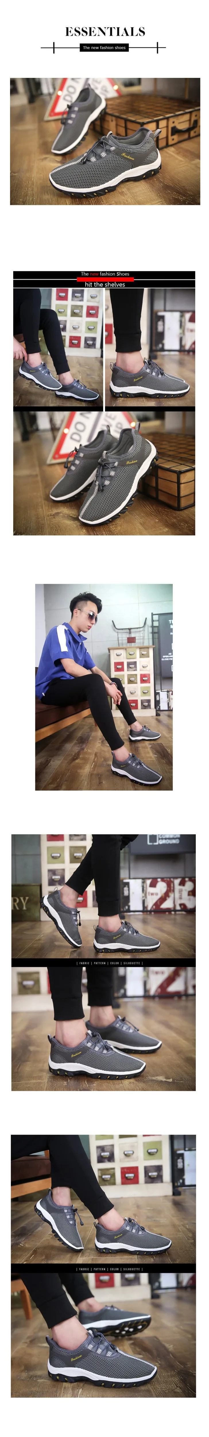 New Breathable Mesh men vulcanize shoes fashion summer flat sneakers men comfortable soft Lace up male shoes 2018 DET669 8