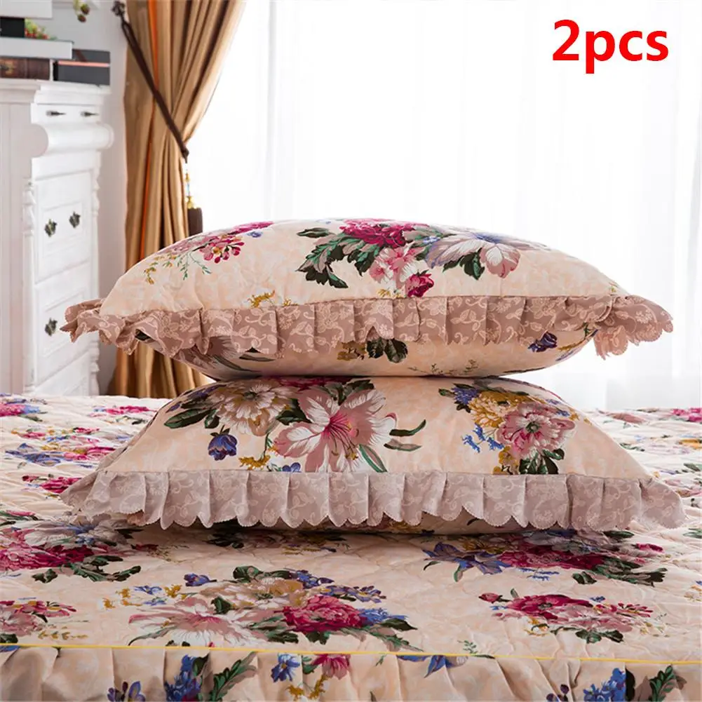 Утолщенная стеганая кровать юбка односпальная кровать покрывало простыня-простой цветочный узор серия - Цвет: pillowcase C