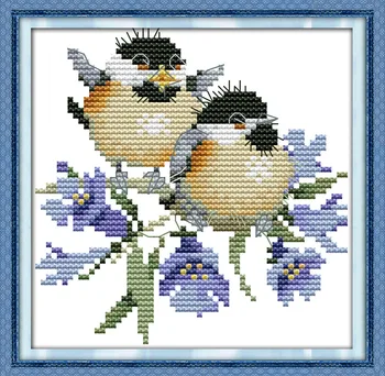 

Joy Sunday The chatted birds on Bluebell 11CT 14CT Printed Counted Chinese Cross Stitch Kits Cross-stitch Embroidery Needlework