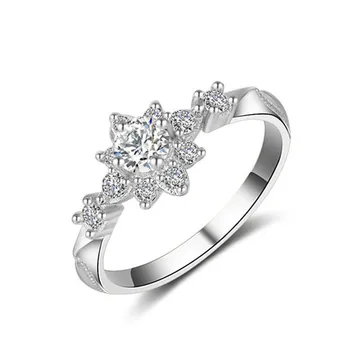 

Classic Rings For Women Sterling 925 Silver Jewelry Flower Shaped White Gold-Color Ring Bridal Engagement Wedding Bijouterie