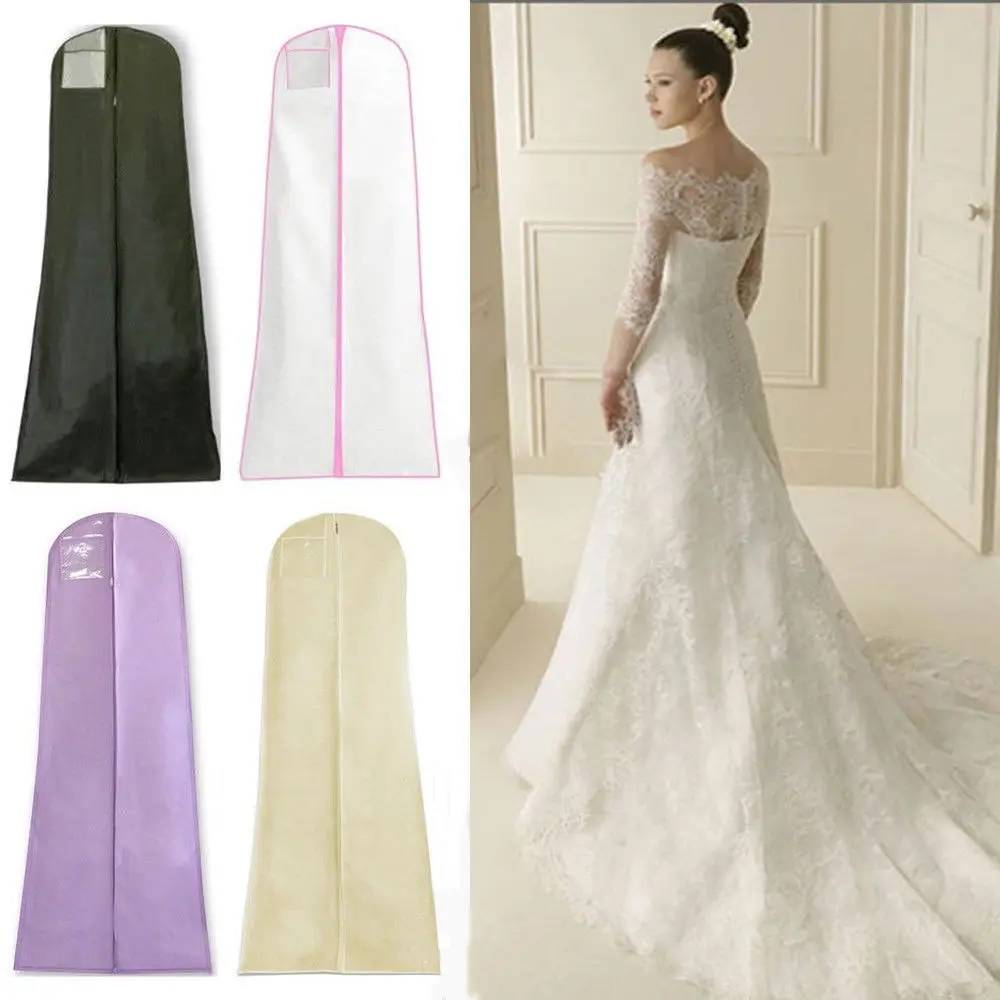 180cm 6FT Long Breathable Wedding Prom Dress Gown Garment Dustproof Bag Cover UK 