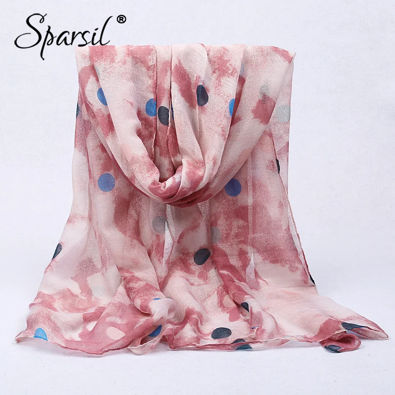 

Sparsil New Women's Colorful Dots Scarves Trendy Beach Shawls Seaside Lightweight Summer Scarf Islamic Muslim Headscarf 180x88cm