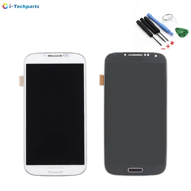 

Original For Samsung S4 IV LCD Display and Touch Screen Digitizer Assembly with Frame and Logo i9500 i9505, Blue White