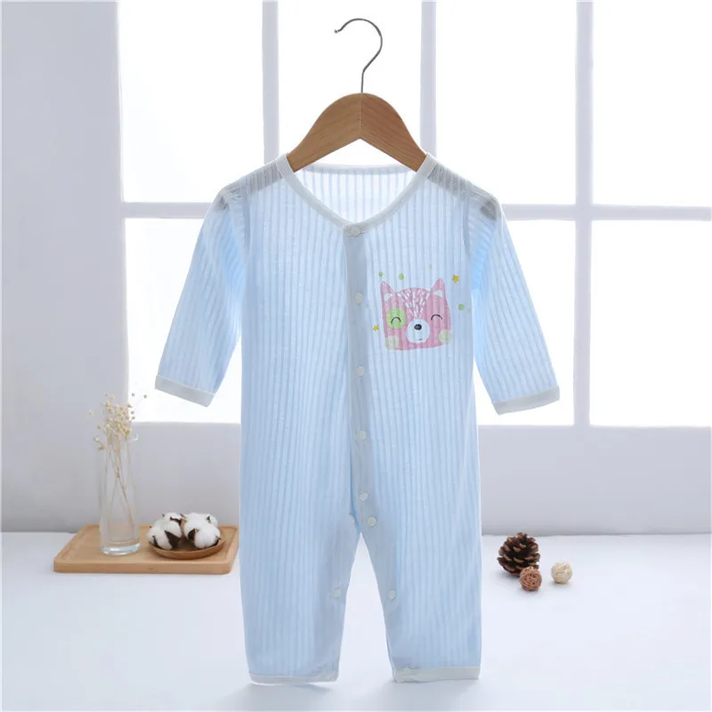 

One-Piece Jumpsuits Buttons-Up 100% Cotton Long-Sleeves Cute Absorbent Breathable Coveralls 3-12 Months