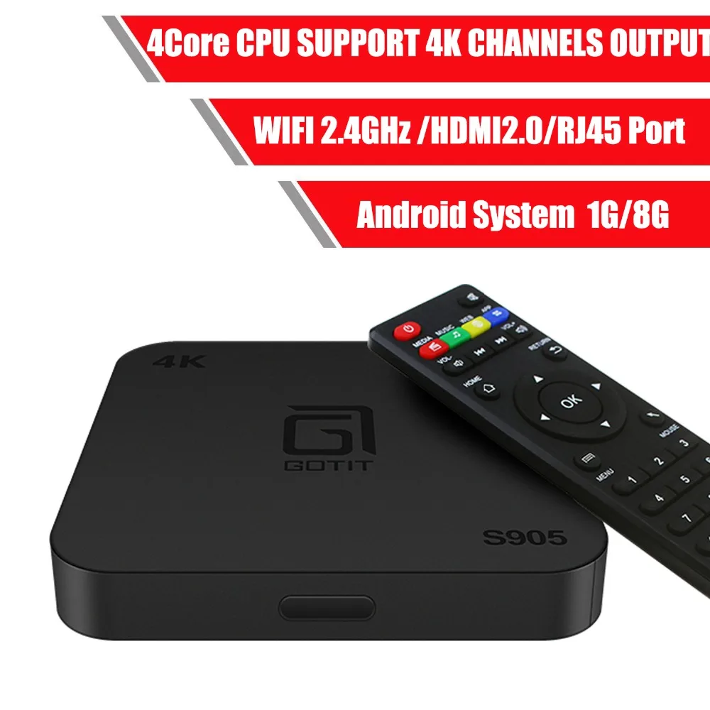

Gotit S905 Android Box 7.0 Latest Perfect Player Amlogic S905W TV Box 4K 1G 8G Quad Core 4K Wifi Smart TV Box Media Player m3u