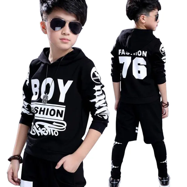 New 2018 Fashion Kids Boys Clothes Set Spring Children Clothing 2PCs Black T Shirt New 2018 Fashion Kids Boys Clothes Set Spring Children Clothing 2PCs Black T Shirt
