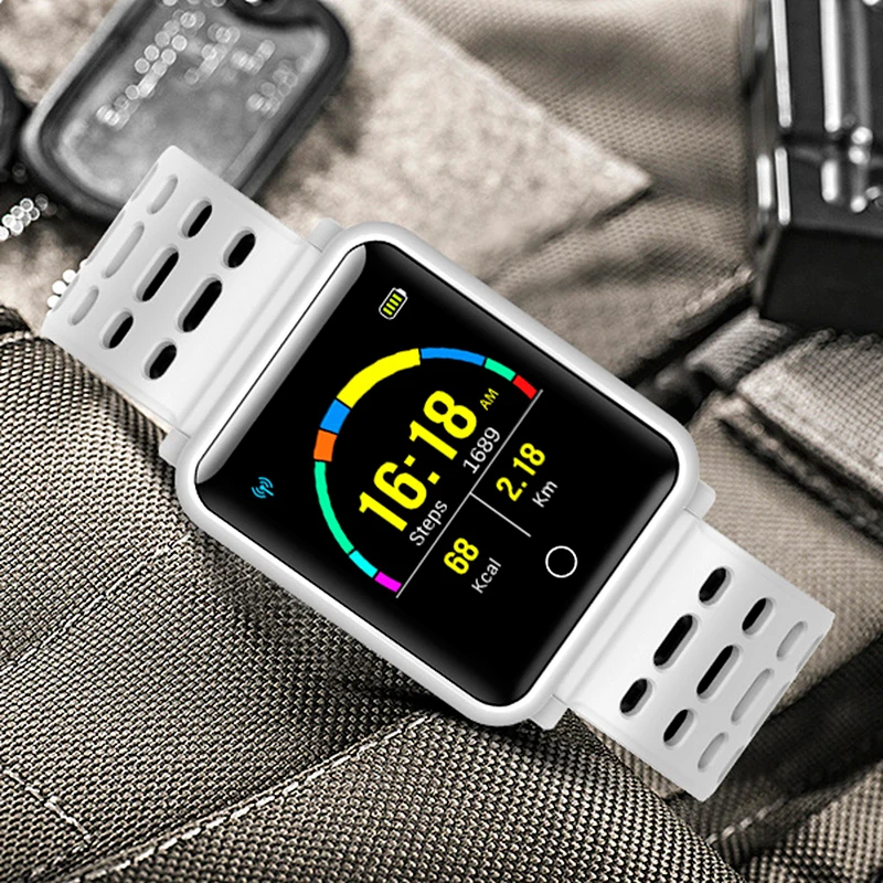 

ALOPEX N88 Smart Watch Fitness Wrist Band IP68 Waterproof 1.3" IPS Color Screen Message Push Blood Pressure Heart Rate Monitor