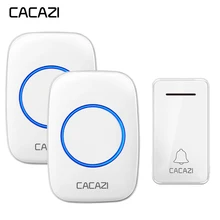 CACAZI Wireless Waterproof Doorbell Self-powered No battery led light US EU Plug Home Cordless DoorBell 1 2 Button 1 2 Receiver CACAZI Wireless Waterproof Doorbell Self-powered No battery led light US EU Plug Home Cordless DoorBell 1 2 Button 1 2 Receiver