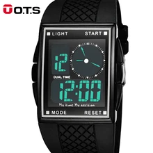 Cool LED Digital and Analog Men Sports Watch with Square Dial, Hot Sale OTS Water Resistant Boys Girls Sports Gift Reloj Hombre