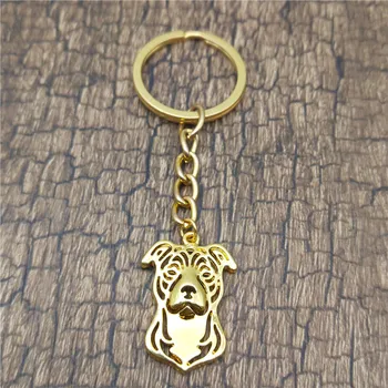

New Staffordshire Bull Terrier Key Chains Fashion Pet Dog Jewellery Bull Terrier Car Keychain Bag Keyring For Women Men