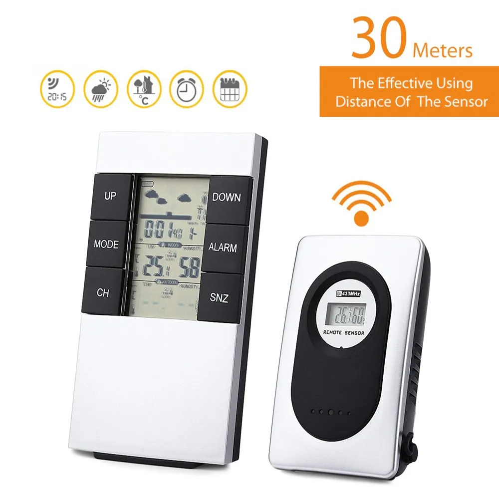 

TS - H146 433MHz Wireless Weather Station Alarm Clock Temperature Controller Indoor Outdoor Digital Thermometer Hygrometer