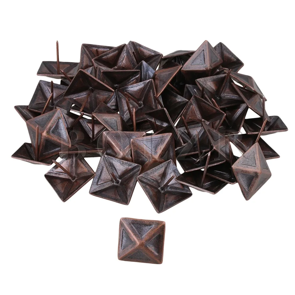 

50x BQLZR Red Bronze Furniture Decorative Nails Upholstery Tacks Square Studs