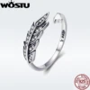 WOSTU NEW 925 Sterling Silver Vintage Style Leaves Clear CZ Adjustable Rings for Women Fashion S925 Silver Jewelry Gift DXR313 ► Photo 3/5