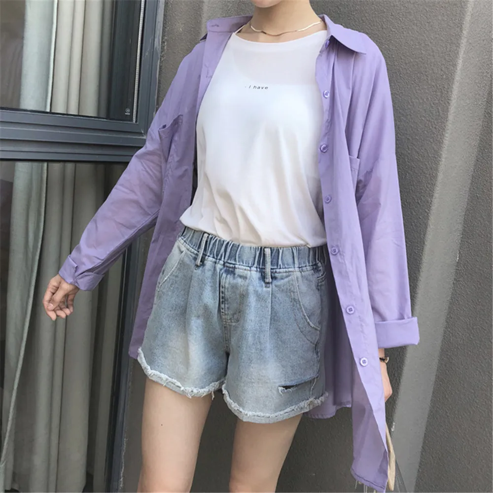 Boyfriend Style Casual Vacation White Long Blouse Women Summer Women Long Sleeve Shirt Blouse High quality loose Blouse Tops (19)