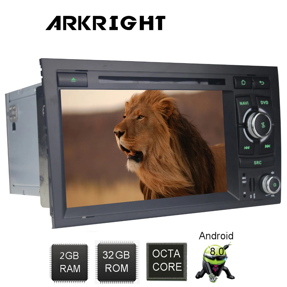 

New 7" 2Din Android 8.0 2GB Rom PX5 Octa Core 3G/4G Network GPS Wifi Maps Canbus For Audi A4 S4 RS4 2002-2008 Multimedia Player