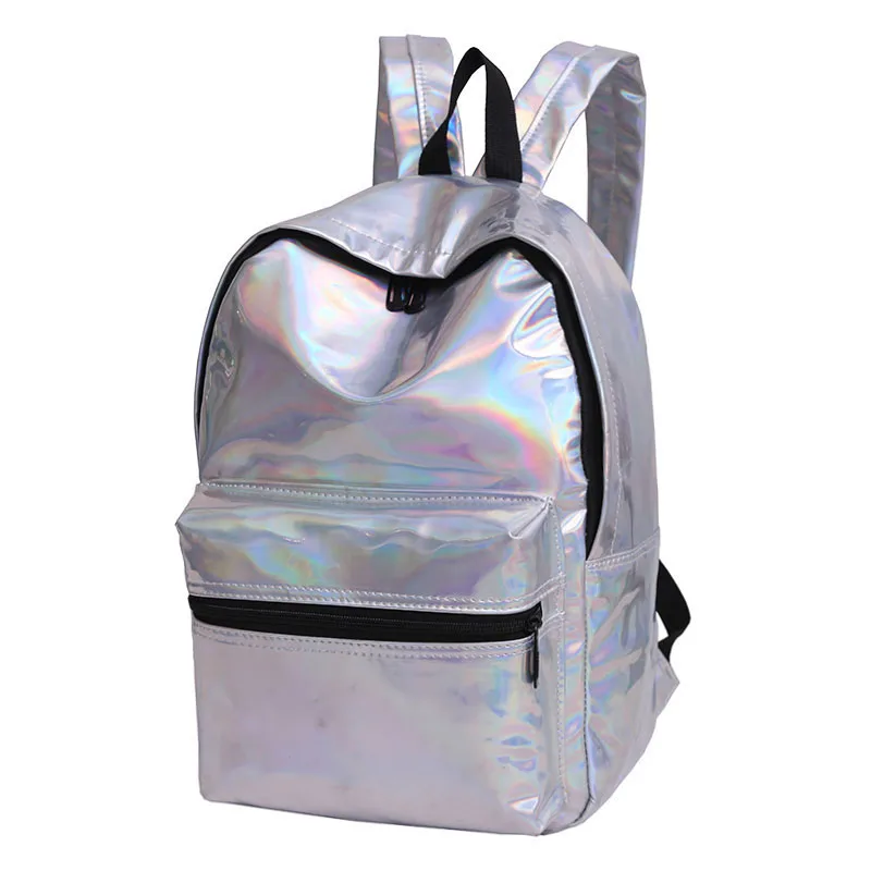 Women Backpack Female Shiny Silver Laser backpack Travel School bags Teenage girls student