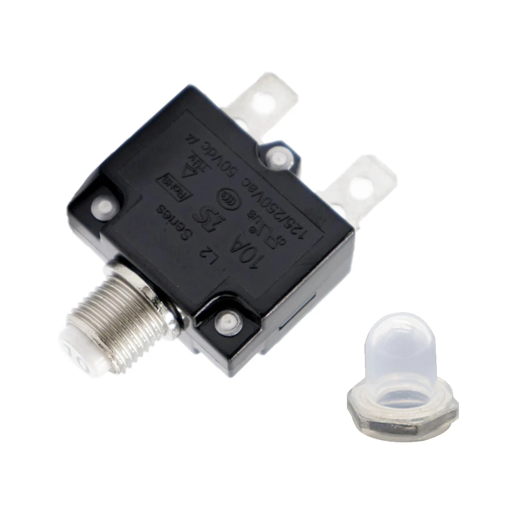 Manual Reset Overload Switch Switch 125/250VAC 50VDC Thermal Circuit Breaker 10Amp Waterproof Cap