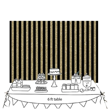 

Photography Backdrop Birthday Wedding photobooth background Gold and Black striped photo Wall Table Decoration XT-6603 (HUAYI)