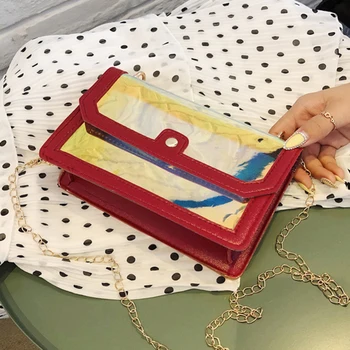 

Small Bag Female Chain Shoulder Slung Package Laser Jelly Bag Beach Bag Women Cosmetic Bag