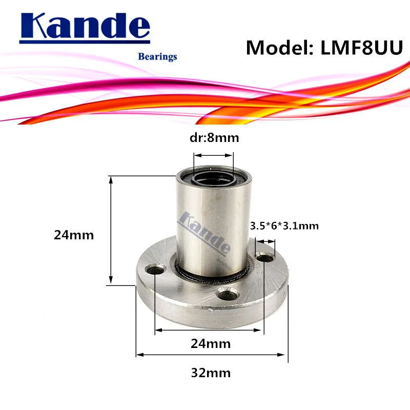 LMF8 UU 1 шт./лот LMF8UU круглый фланец линейный шарикоподшипник 8 мм LMF8 для 3D принтера SMF8UU Kande подшипники