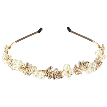 

Princess Bridal Stunning Crystal Rhinestone Wedding Hair Tiara Crown Headband Color:#1 Gold + White Pearl