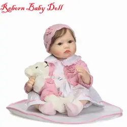 NPK новорожденный силиконовый реборн Младенцы Куклы + мягкие игрушки медведь ручной работы девочка кукла Realistc Baby Lifelike Bebes Reborn Menina Bonecas