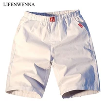 Летние Для мужчин шорты Новое поступление Повседневное однотонные шорты Для мужчин s одежда тенденция Повседневное хлопок эластичный пояс шорты Для мужчин плюс размеры 5XL