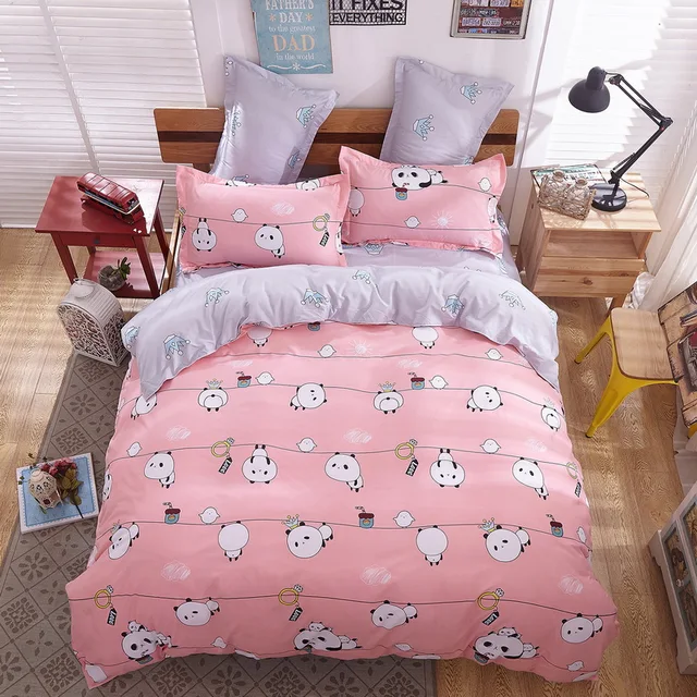 panda bear design bedding sets bed flat sheet duvet cover pillowcase queen flat sheet