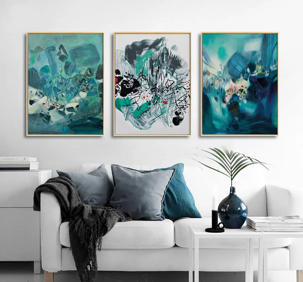 

Abstract Painting Canvas Art Green Luxury Posters and Prints Stereoscopic Line Nordic Decoration Home Picture No Frame