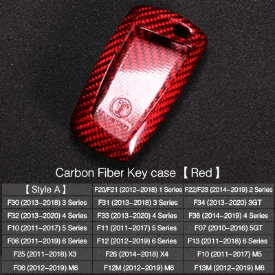 Interior Carbon Fiber Key case Key Chains Holder Car Keyring Keychains Styling For BMW M Sport M5 M6 X1 X3 F30 F34 F48 G30 G01 - Название цвета: Key Case Red