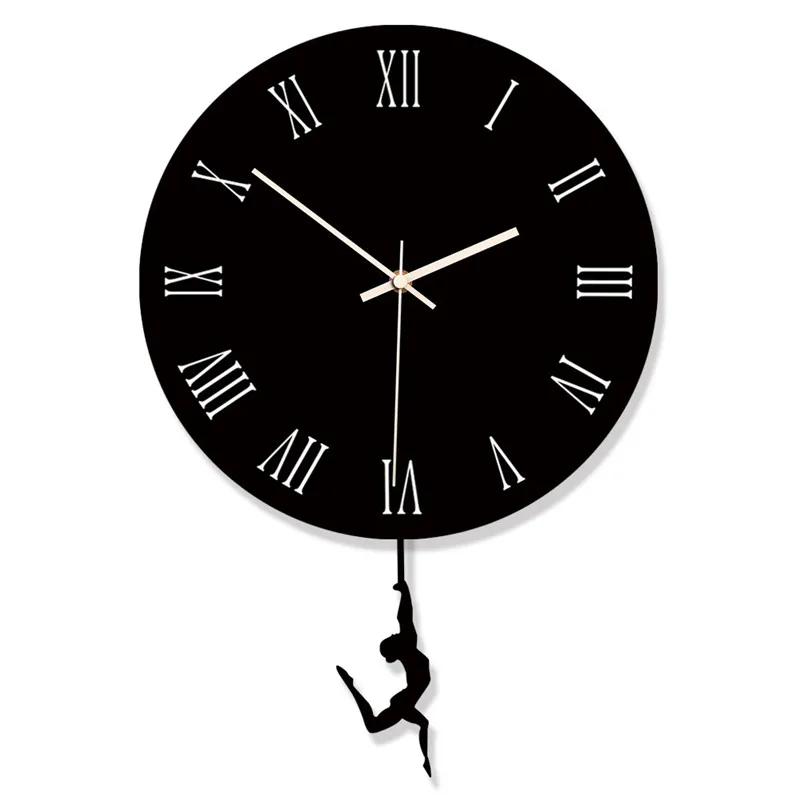 Home wall clock Nordic living room creative bedroom silent acrylic swing clock white and black clock wall hangings