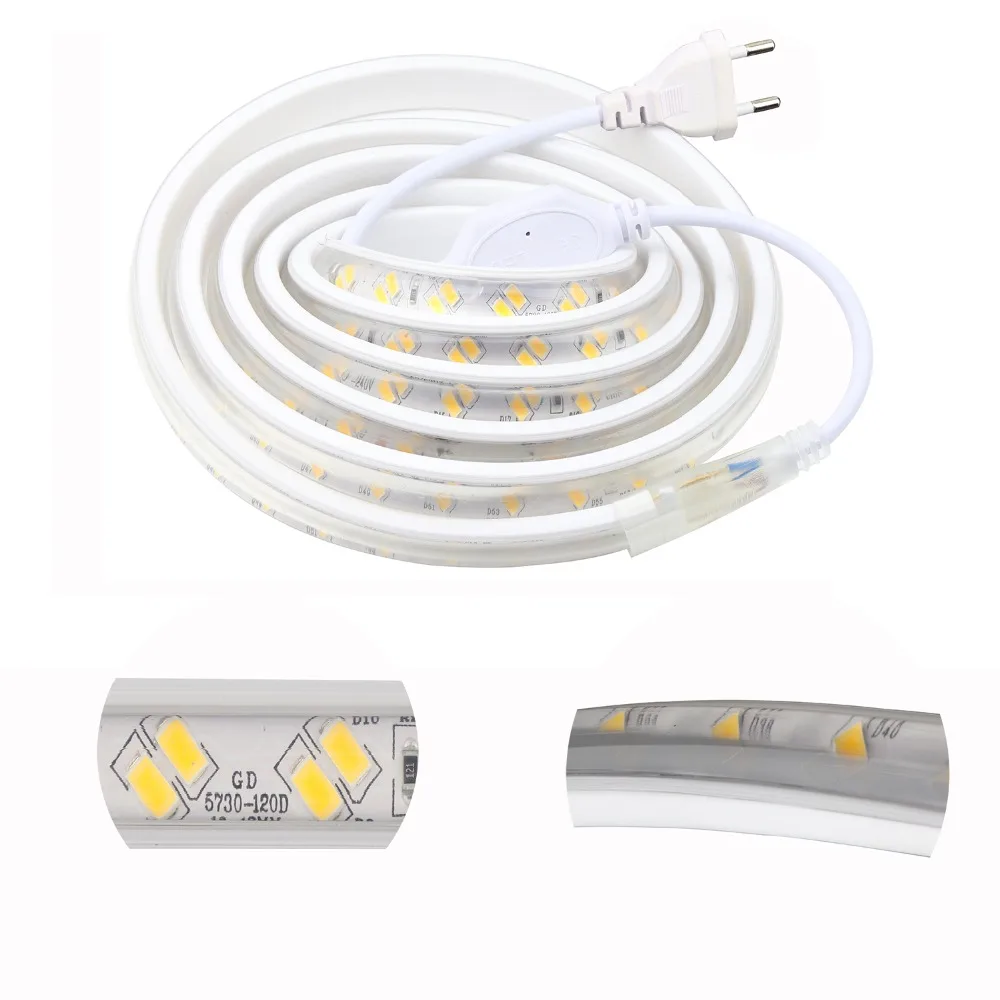 

High brightness Curved surface 220V LED Strip Waterproof LED Strip light double Rows pure copper cable 120 leds/m diode tape IL