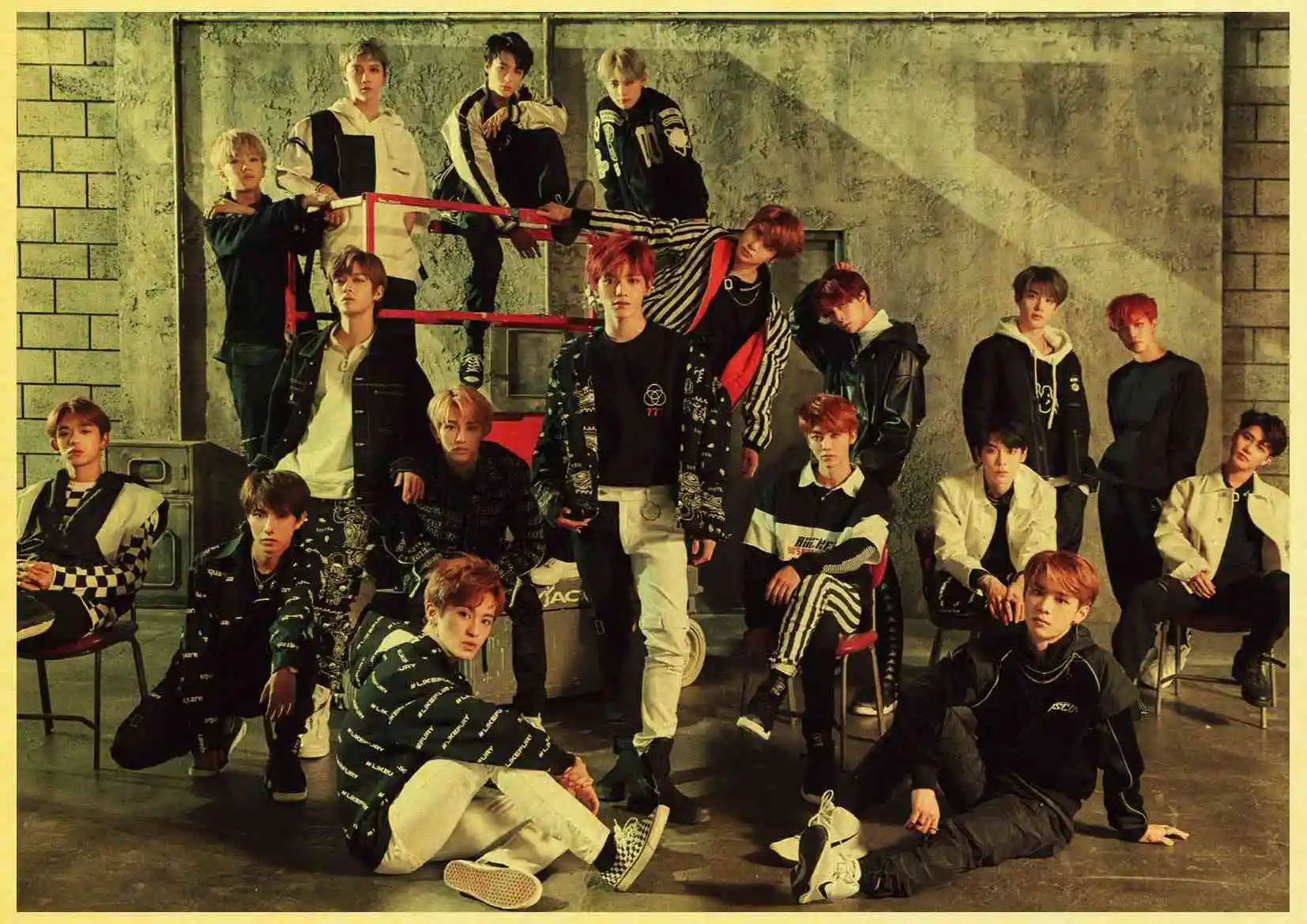 Корейская мужская команда NCT винтажный бумажный плакат настенная живопись украшение дома 42X30 см 30X21 см - Цвет: E023