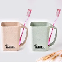 Корейский стиль, Экологичная пшеничная пара, бытовая квадратная чашка, наклонная зубная щетка, чашка для полоскания рта, сантехника