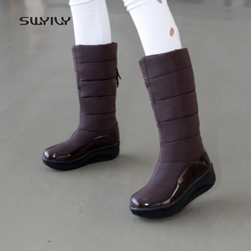SWYIVY Women Slimming Shoes Waterproof Thicken Plus Velvet High Boots New Winter Platform Female Toning Swing Shoes