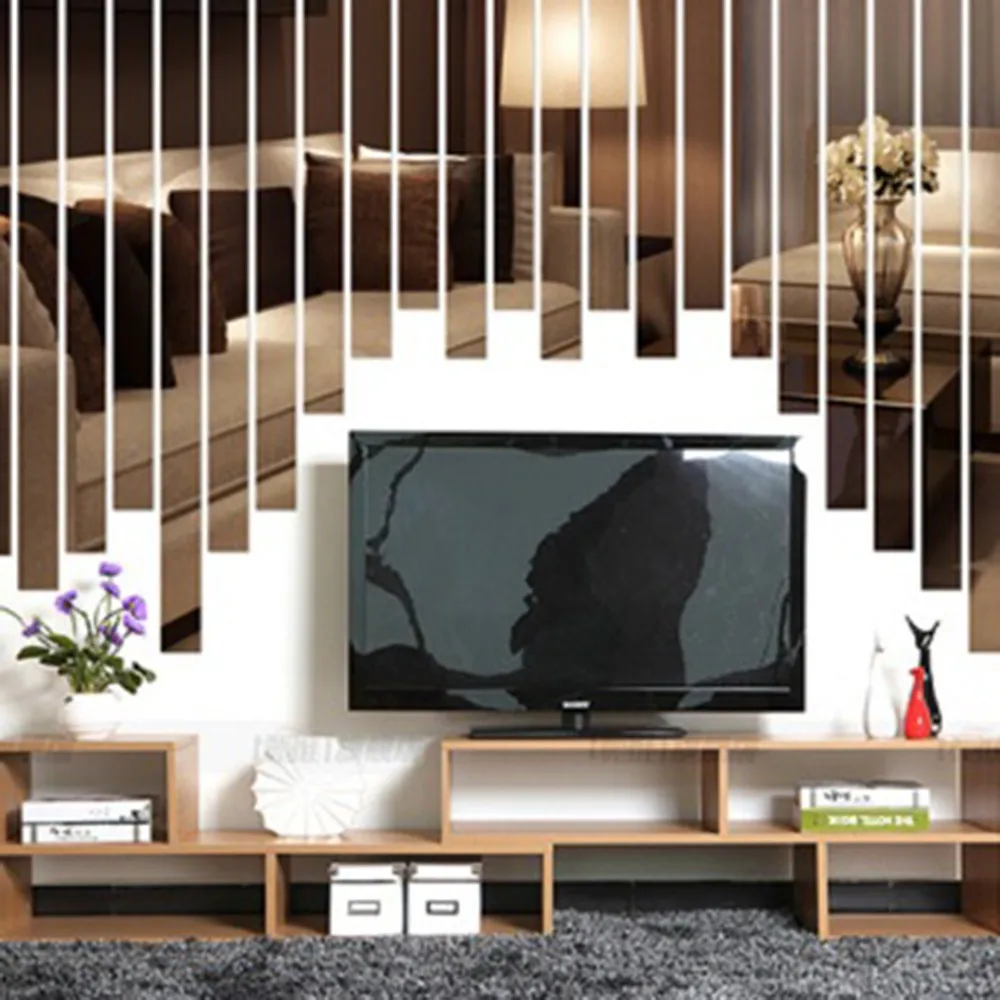 Зеркальные полоски на стену в интерьере Зеркальные полоски на стену в интерьере