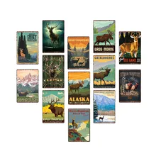 Животное олень металлический плакат Лось винтажный оловянный знак голова оленя табличка Ретро Бар Паб Настенный декор 20x30 см