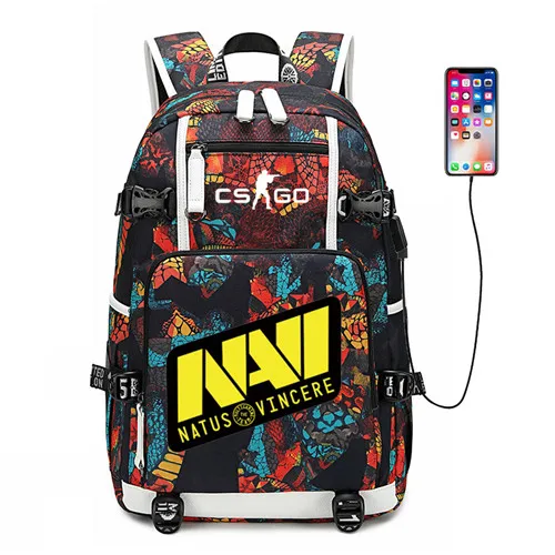 CS GO FNATIC Virtus рюкзак USB порт рюкзак сумка Змеиный узор Подростковая Студенческая школьная сумка дорожная сумка для ноутбука - Цвет: Style 9