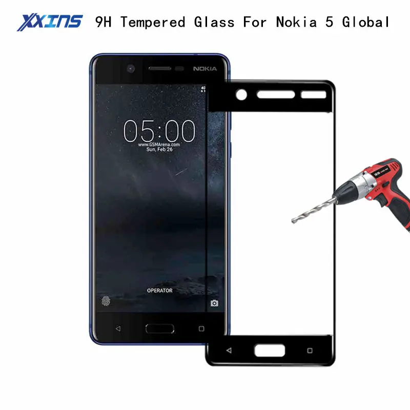 

9H Tempered Glass For Nokia 5 Full Screen cover Protector smartphone For Global market nokia5 coloful Toughened Protective Film