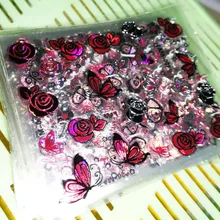30 листов, высокое качество, 3D наклейки серебристо-розового цвета, наклейки для ногтей, Переводные 3D наклейки с изображением бабочки розы