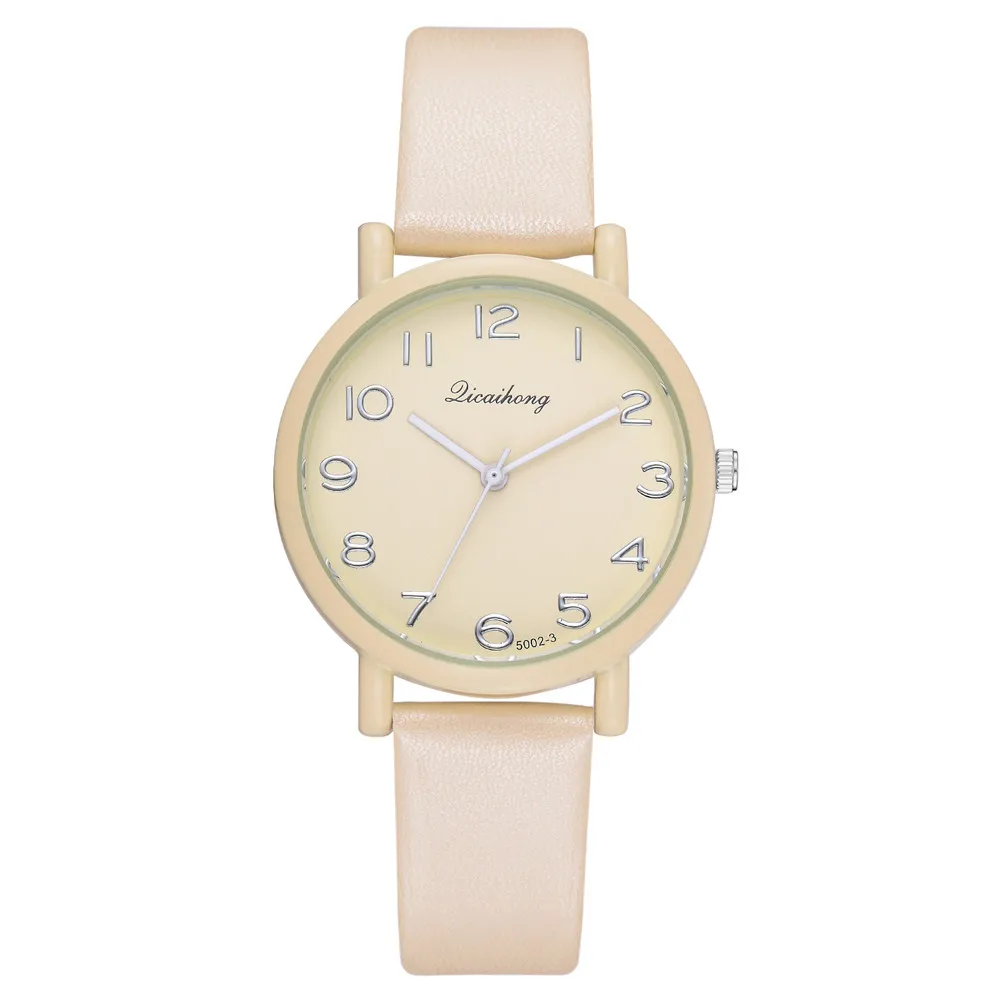 

Fashion Womens Watch Girls Casual Round Digital Dial Quartz Wrist Watches Female Leather Belt Temperament Clocks Montre Femme #B