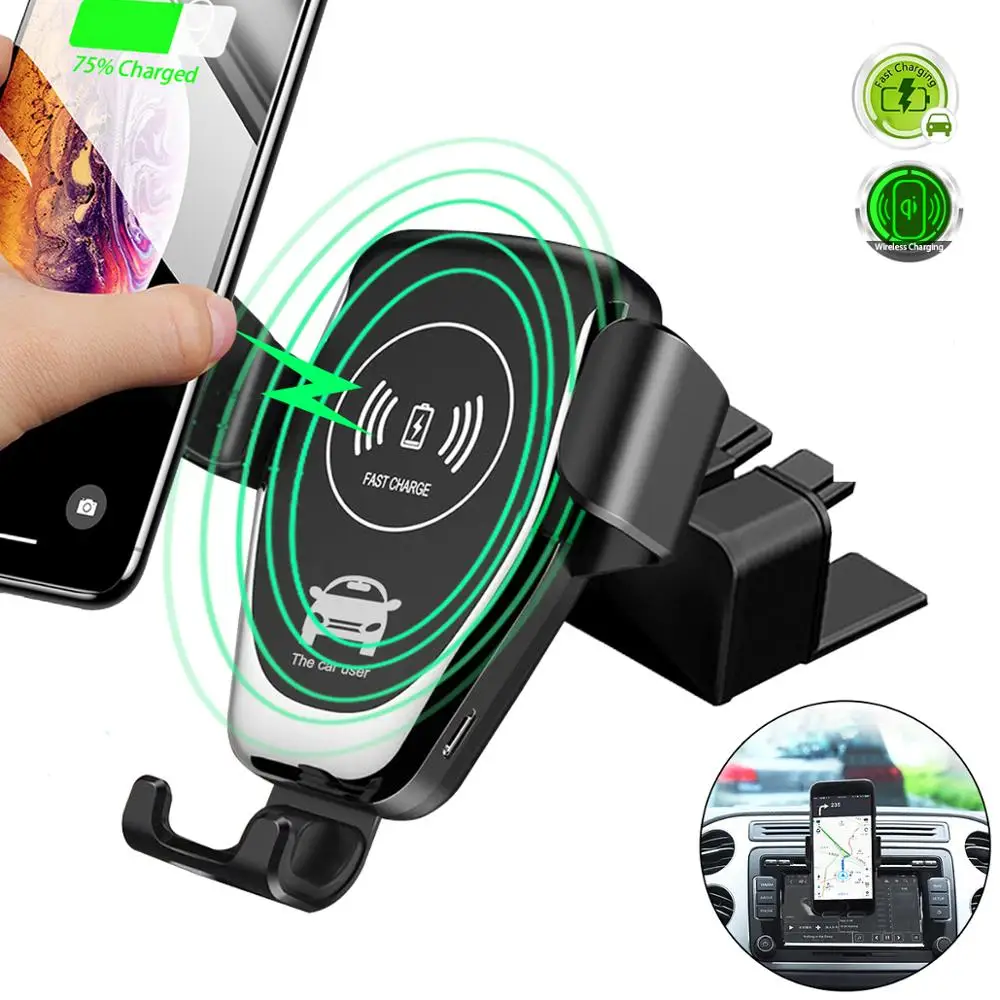 

Car Mount Wireless Charger For iPhone XS MAX X 8 11 CD Slot Air Vent Fast Charging Phone Holder For Samsung S10 Note 10 9 8 Plus
