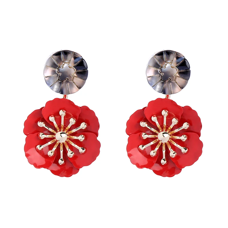 

Vintage Romantic Red Flower Stud Earrings Fashion Jewelry For Women Vintage Tiny Charm Earrings Wedding Accessories