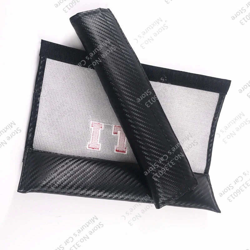 2pcs/set Car Seat Belts Covers Padding Carbon Fiber Leather Belt