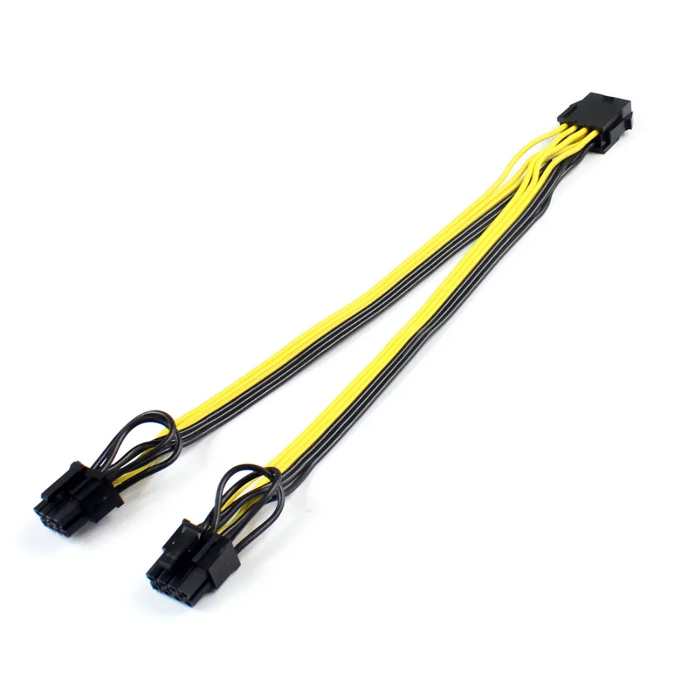 CPU 8Pin to Graphics Video Card Double PCI-E PCIe 8Pin ( 6Pin + 2Pin ) Power Supply Splitter Cable Cord 18AWG Wire 20cm F19802 