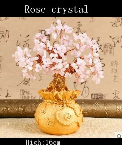 

natural rose quartz crystal gem money tree in for wealth money bay