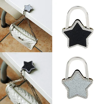 

Star Shape Shiny Metal Table Side Bag Hanging Hook Alloy Folding Bag Holder Schoolbag Hanger