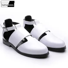 Sytlish/мужские кожаные сандалии-гладиаторы с острым носком; Мужские дышащие римские сандалии с вырезами и пряжкой; цвет черный, бордовый;