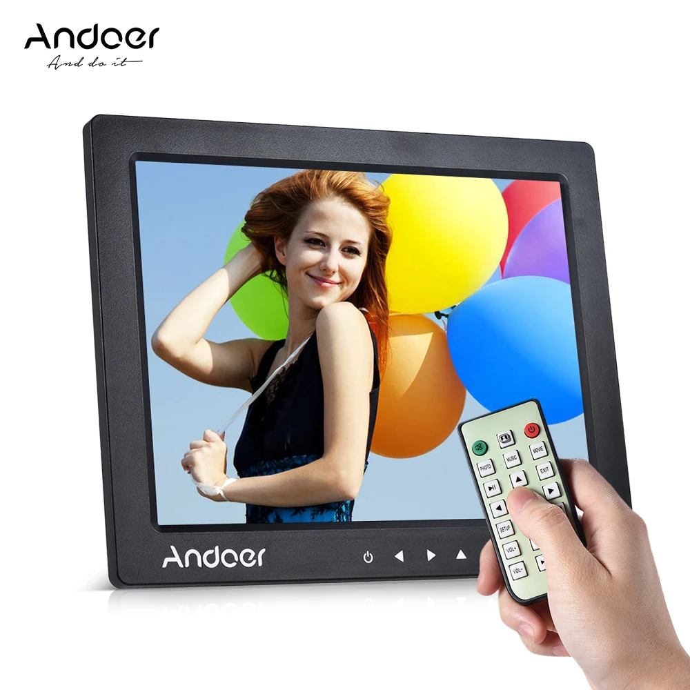 Andoer 1" HD Цифровая фоторамка 1080P 800*600 поддержка MP4 видео MP3 аудио TXT электронная книга часы календарь с дистанционным управлением подарок - Цвет: Черный