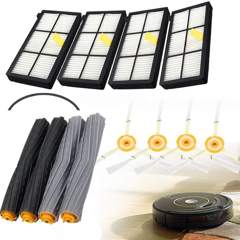 

High Quality 2 set Tangle-Free Debris Extractor Brush +4 Hepa filter + 4 side brush for iRobot Roomba 800 900 Series 870 880 980
